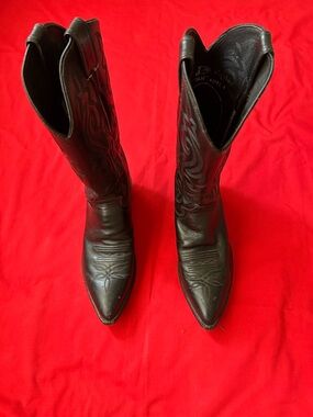 Justin Boots Black Leather Western Cowboy Boots